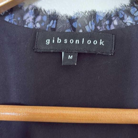 GibsonLook Everybody Dress V-Neck Ruffle Detail Blue Black Ditsy Floral Size M - Picture 7 of 14